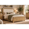 Normandy Chunky Country Oak Storage Bedframe with Cream Fabric Headboard Normandy Chunky Country Oak Storage Bedframe with Cream Fabric Headboard