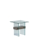 Aria Glass End Table in Grey Oak Finish