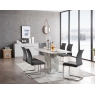Amara Marble Dining Table Set & 4 Grey PU Dining Chairs
