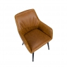 Oliver Tan Leather Dining Arm Chair