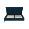 Baker Furniture Lotus Velvet Pleated Bed Frame in Teal Blue