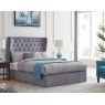 Store Clearance Items Holcombe King Size Ottoman Bed Frame in Grey Plush Fabric - STOCK