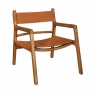 Calne Vintage Chair with Leather Saddle in Tan