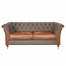 Vintage Sofa Company Granby Vintage 2 Seater Fabric Chesterfield Sofa with Leather Seats
