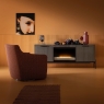 ALF ALF Italia Novecento TV Stand with Fireplace Compartment in Silverwood High Gloss