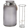 Hill Interiors Online Frosted Grey Glass Lantern with Rope Detail and LED