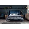 Baker Furniture Boxer Velvet Bed Frame in Teal Blue and Black Legs