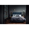 Baker Furniture Boxer Velvet Bed Frame in Teal Blue and Black Legs