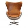 Aviator Keeley Wing Desk Chair in Vintage Jet Silver Metal and Leather