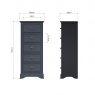 Kettle Interiors Oak City - Cotswold Midnight Grey 5 Drawer Narrow Chest