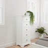 Kettle Interiors Oak City - Cotswold White 5 Drawer Narrow Chest