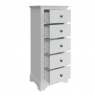 Kettle Interiors Oak City - Cotswold White 5 Drawer Narrow Chest