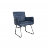Formal Leather & Iron Dining Chair in Blue
