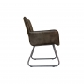 Kettle Interiors Formal Leather & Iron Dining Chair in Dark Grey