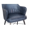 Kettle Interiors High Back Leather & Iron Dining Chair in Blue