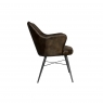 Kettle Interiors High Back Leather & Iron Dining Chair in Dark Grey