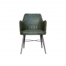 Kettle Interiors High Back Leather & Iron Dining Chair in Light Grey