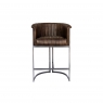 Kettle Interiors Curved Bucket Leather & Iron Bar Chair in Brown