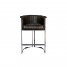 Kettle Interiors Curved Bucket Leather & Iron Bar Chair in Dark Grey