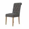 Kettle Interiors Fabric Button Back Chair with Scroll in Dark Grey