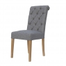 Kettle Interiors Fabric Button Back Chair with Scroll in Light Grey