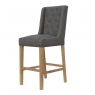 Kettle Interiors Fabric Button Back Stool in Dark Grey