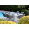 Mambo Athens Garden White Rectangular Dining Table with Firepit & x6 Dining Chairs