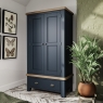Kettle Interiors Smoked Painted Blue Oak 2 Door Wardrobe