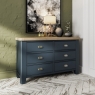Kettle Interiors Smoked Painted Blue Oak 6 Drawer Chest