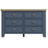 Kettle Interiors Smoked Painted Blue Oak 6 Drawer Chest