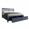 Kettle Interiors Smoked Painted Blue Oak Bed with Wooden Headboard & Drawers