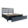 Kettle Interiors Smoked Painted Blue Oak Bed with Wooden Headboard & Drawers