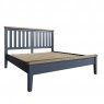Kettle Interiors Smoked Painted Blue Oak Bed with Wooden Headboard & Low Foot End