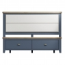 Kettle Interiors Smoked Painted Blue Oak Bed with Fabric Headboard & Drawers
