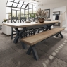 Kettle Interiors Smoked Painted Blue Oak 2.5M Cross Legged Dining Table