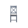 Kettle Interiors Smoked Painted Blue Oak Cross Back Dining Chair Grey Check
