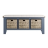Kettle Interiors Smoked Painted Blue Oak Hall Bench