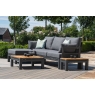 Maze Rattan Ltd Maze Oslo Aluminium Chaise Sofa Set in Charcoal with Teak Coffee Table