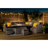 Home Junction Olympus Outdoor Corner Sofa with Rising Coffee to Dining Firepit Table and Stools