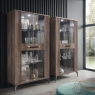 ALF Italia Matera 2 Door Curio Display Cabinet In Rim Surfaced Oak / Grain Surfaced Finish