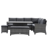 Home Junction Poppy Outdoor Garden Corner Sofa RHF Arm with Rising Table, Bench and Stool