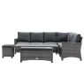 Home Junction Poppy Outdoor Garden Corner Sofa RHF Arm with Rising Table, Bench and Stool